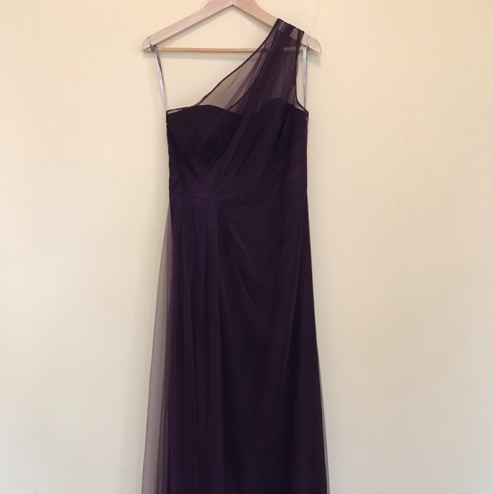 Monique Lhuillier plum purple bridesmaid dress